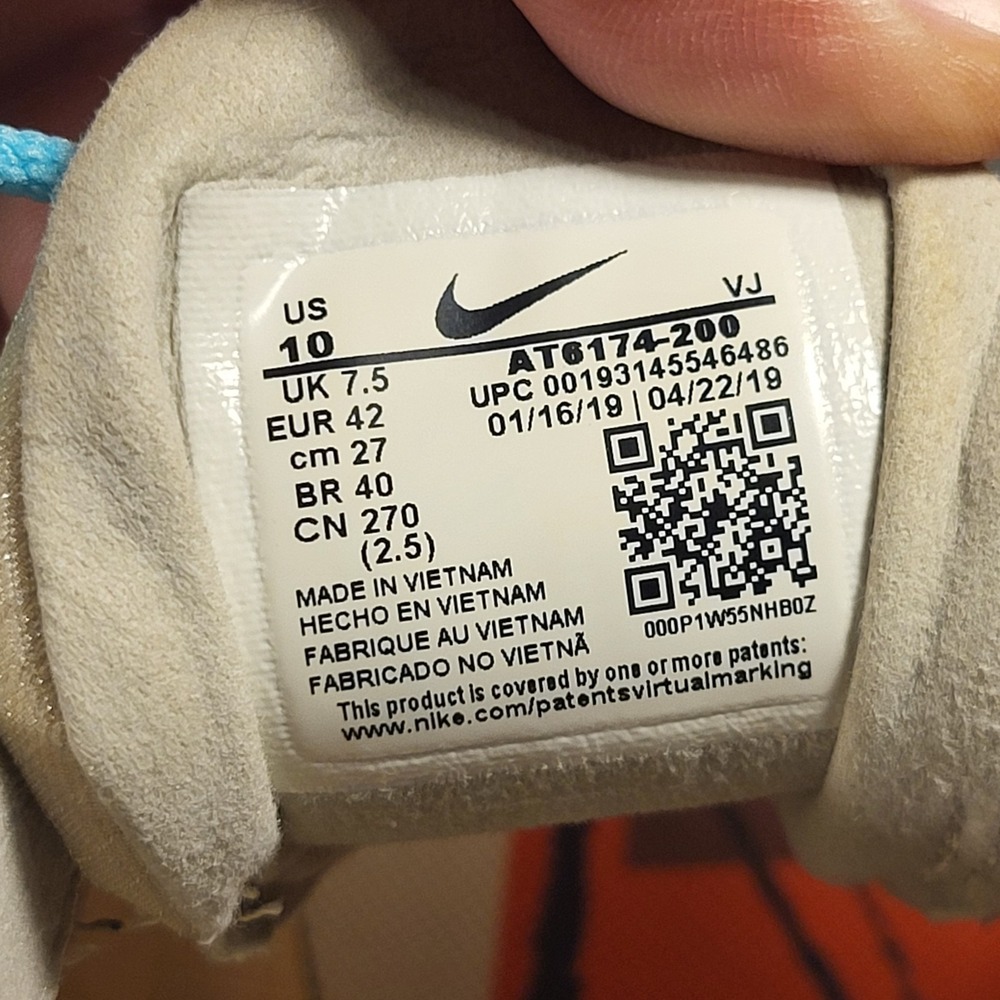 Nike Air Max 270 React "Mid-Century Art" Shoes Beige/White/Orange Men's Size 10 - Picture 6 of 7